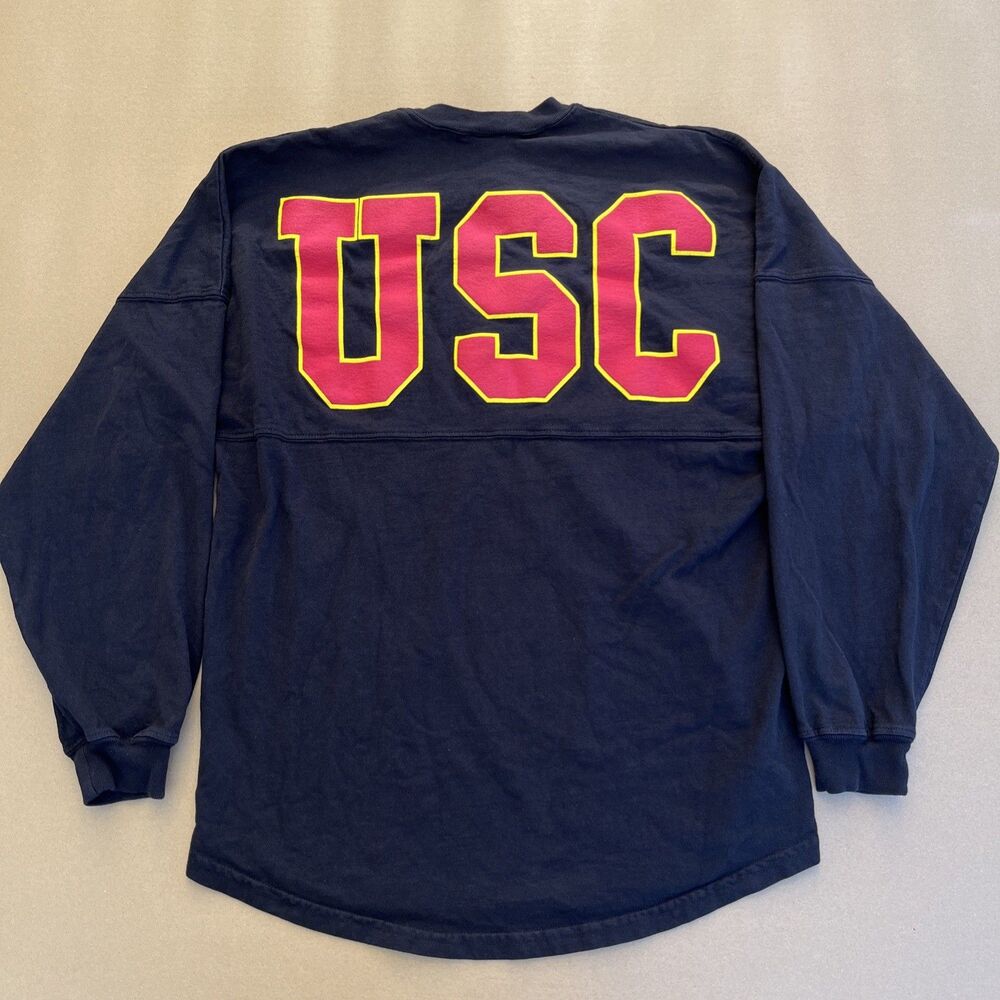 USC Trojans Black Spirit Jersey Long Sleeve Shirt Size Small Oversized Graphic